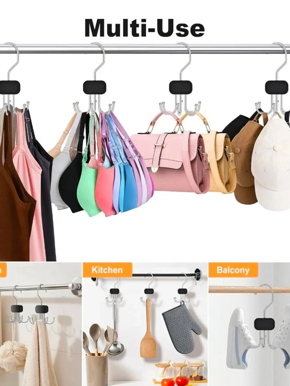 Multi-Hook Rotating Closet Hanger - Black (Home Storage & Organization) BNIB